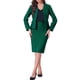 thumbnail image 2 of INSPIRE CHIC Traje de Mujer Conjunto de Traje de Maestra para Regreso a Clases Conjuntos de Negocios Blazer Peplum sin Cuello Traje Formal de Falda Lápiz Conjunto de 2 Piezas XL Verde Oscuro, 2 of 6