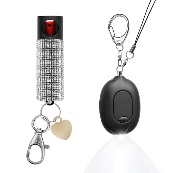 Combinación de alarma de seguridad personal, alarma de manija de puerta y aerosol de pimienta