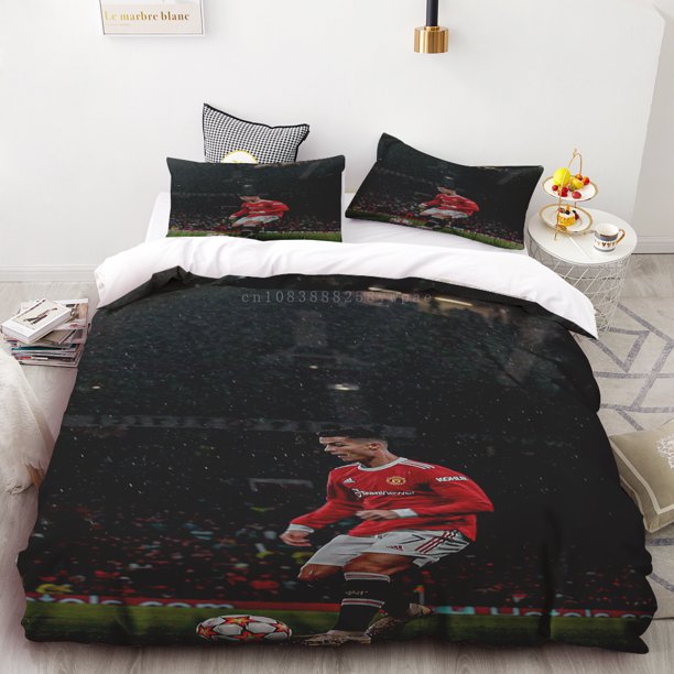3Piece Duvet Cover Set Football Star Ronaldo 3d Bedding Set Single Double Bedroom Decoration Lightweight Comfortable SoftBed Sheets