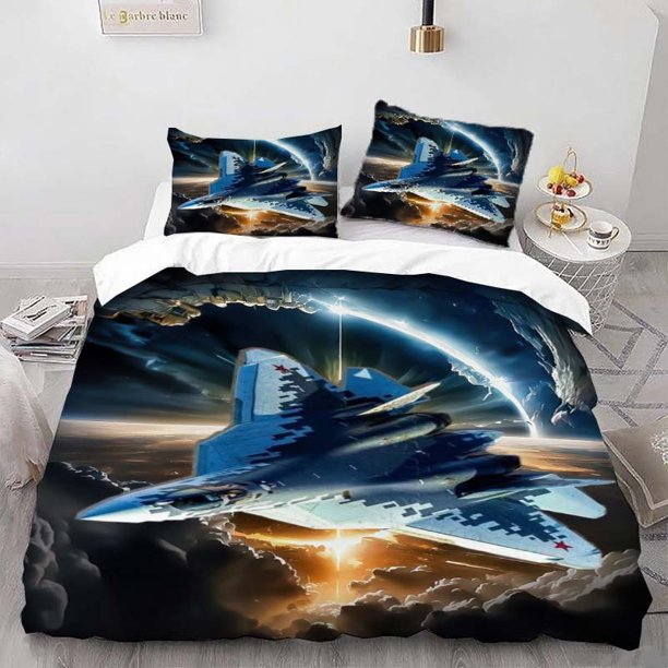 Su 57 Science Fiction Fighter Themed Bedding Set Soft and Comfortable for All Seasons Ideal for Home and Bedroom Use
