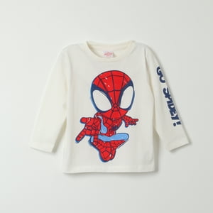Polera Manga Larga Niño Spidey Go Spidey Beige Marvel