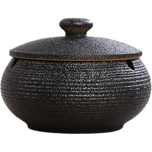 Veat00L - Cenicero De Cerámica Hecho A Mano Con Tapas, Bandeja De Ceniza Para Fumar De Escritorio Para Decoración De Oficina, Cenicero A Prueba De Viento, Cenicero Para Cigarrillos Para Uso En Exteriores