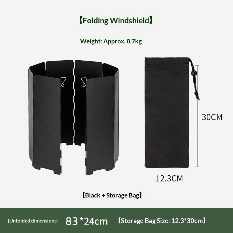 Xusx111 - Parabrisas De Estufa De Camping De 30 Cm, Parabrisas Plegables De 10 Paneles Para Quemadores De Butano / Propano Y Parrillas, Portátil Con Bolsa De Transporte (senderismo De Camping)