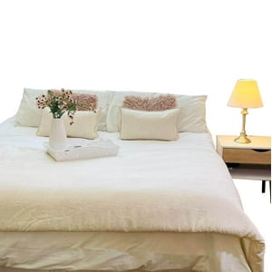 Antonia Paz - Set Lino Color Crudo Piecera 240 X 90 Cm + 2 Cojines 50 X 30 Cm