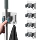 thumbnail image 1 of 1/4pcs Mop Broom Holder No Drill Bit SUS304 Stainless Steel Mop Broom Organizer Wall Mount Heavy Duty Hook Hanger Storage Rack Self Adhesive For Bathroom Kitchen Office Silver Kitchen Supplies, 1 of 3