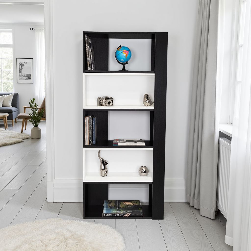 Tuhome - Biblioteca Beijing 2 Modulos Mobiles Wengue Y Blanco