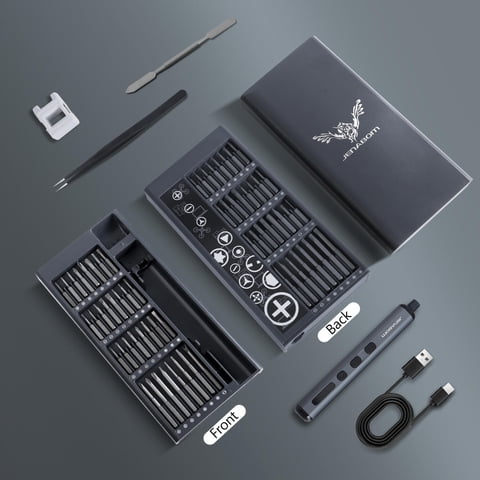 Jenabom Juego De Destornilladores Eléctricos De Precisión, Ajuste De Torque De 5 Velocidades, Luz Led, Mini Destornillador Recargable 68 En 1, Ideal Para Reparación De Electrónica