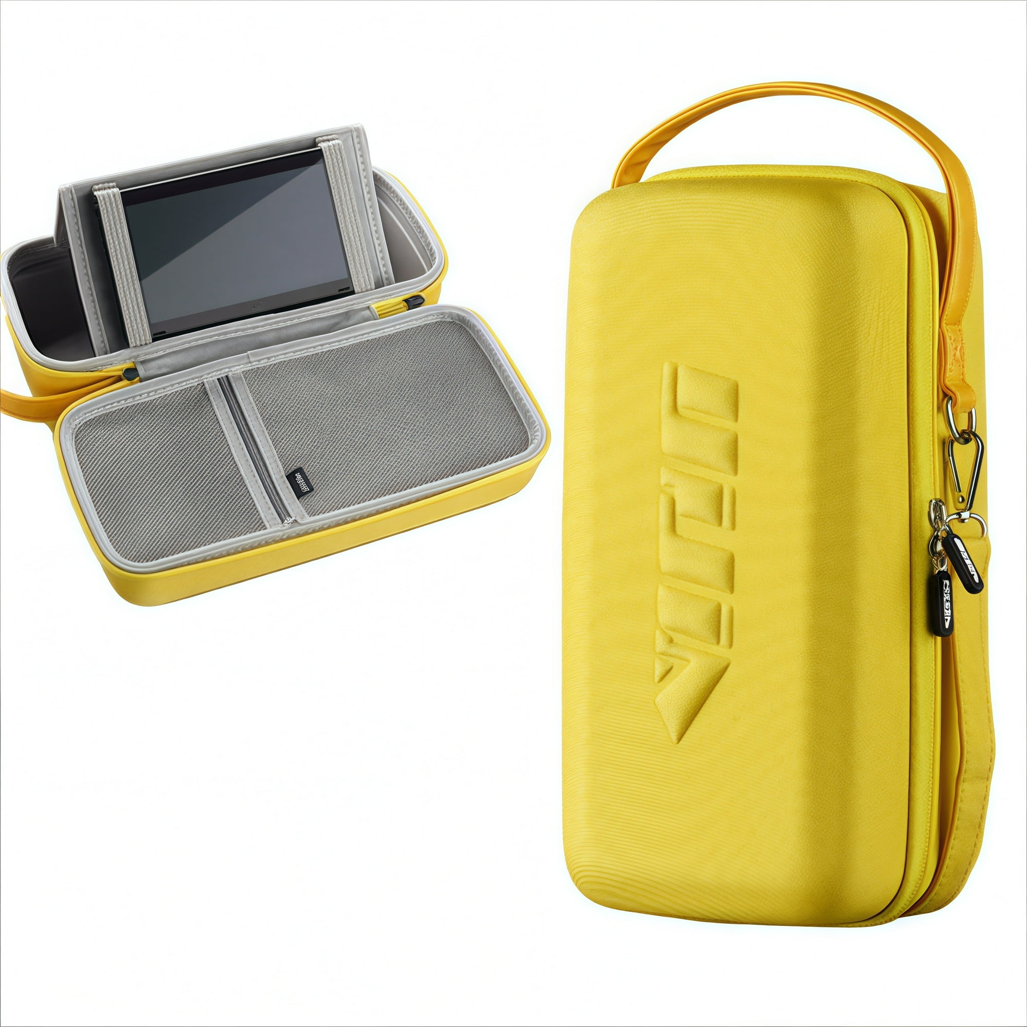 Genérico - Funda Protectora Rígida De Almacenamiento Compatible Con Nintendo Switch Oled Con Sistema De Almacenamiento 12 En 1, Carcasa De Eva Y Tejido Oxford, Diseño Compacto-amarillo