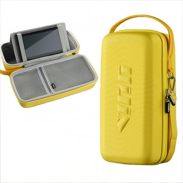 Funda protectora rígida de almacenamiento compatible con Nintendo Switch OLED con sistema de almacenamiento 12 en 1, carcasa de EVA y tejido Oxford, diseño compacto-Amarillo