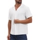 thumbnail image 5 of INSPIRE CHIC Camisa de Hombre con Cuello de Campamento, Botones Abajo, Manga Corta, Tejido Texturizado Hueco, Talla M, Blanco, 5 of 6