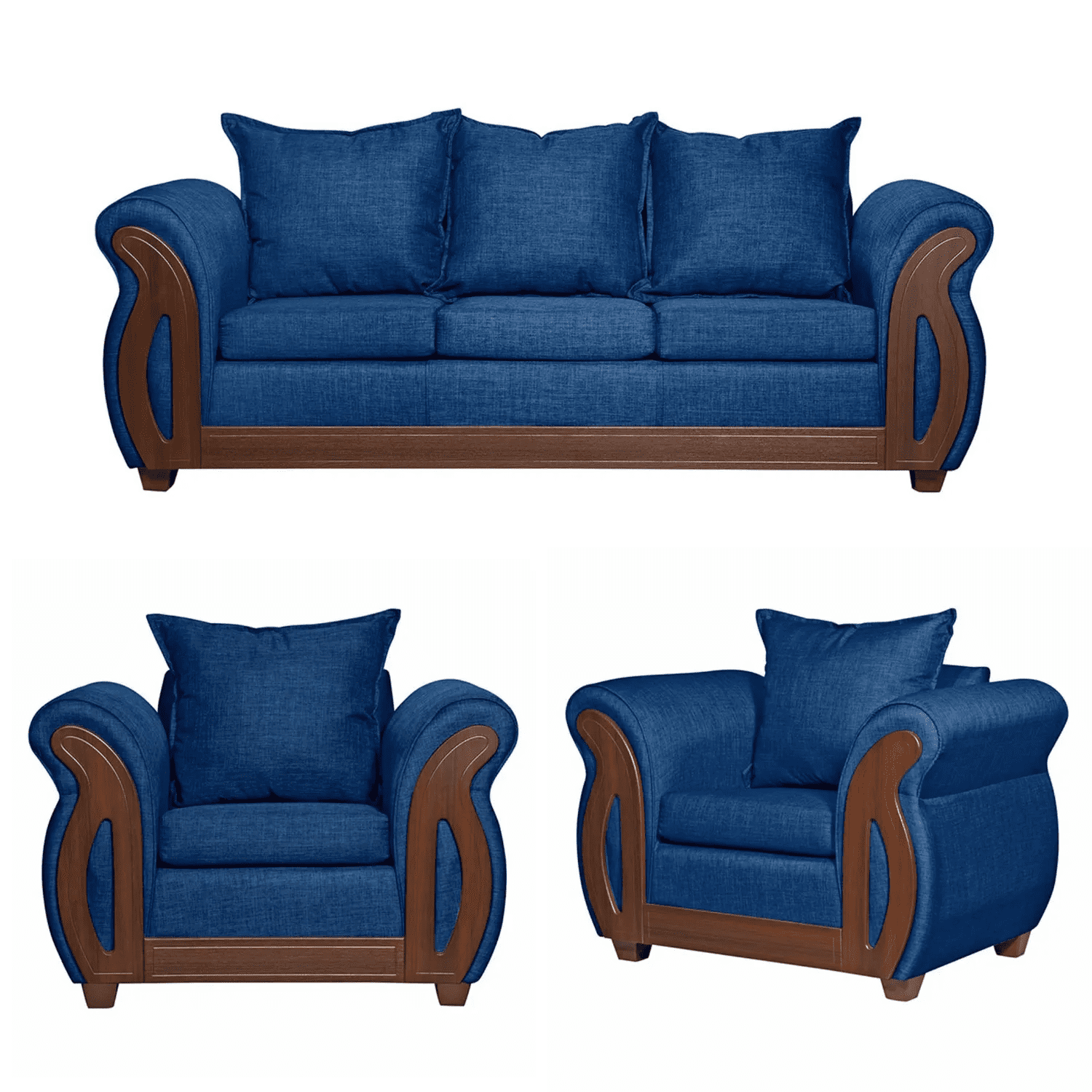 Ruzam Mobel - Juego De Living 3-1-1 Isidora Azul Lino