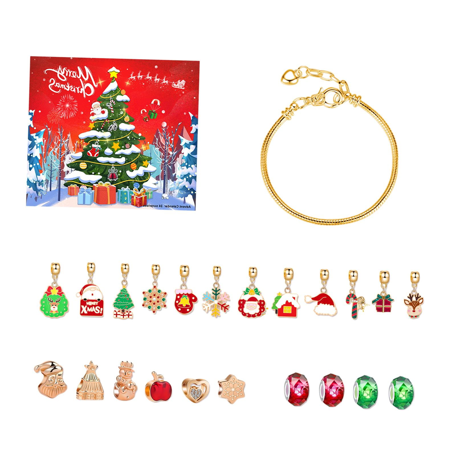 Gazechimp - Calendario De Adviento De Navidad Diy Pulsera Set Moda 24 Días Para Mujeres Regalo Árbol De Navidad