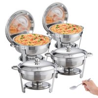 Juego De Platos Para Buffet Hafing Dish Vevor, 5 Litros, Paquete De 4 Unidades, Acero Inoxidable