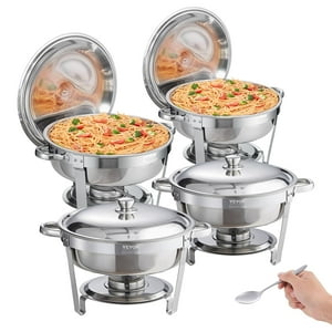 Juego De Platos Para Buffet Hafing Dish Vevor, 5 Litros, Paquete De 4 Unidades, Acero Inoxidable