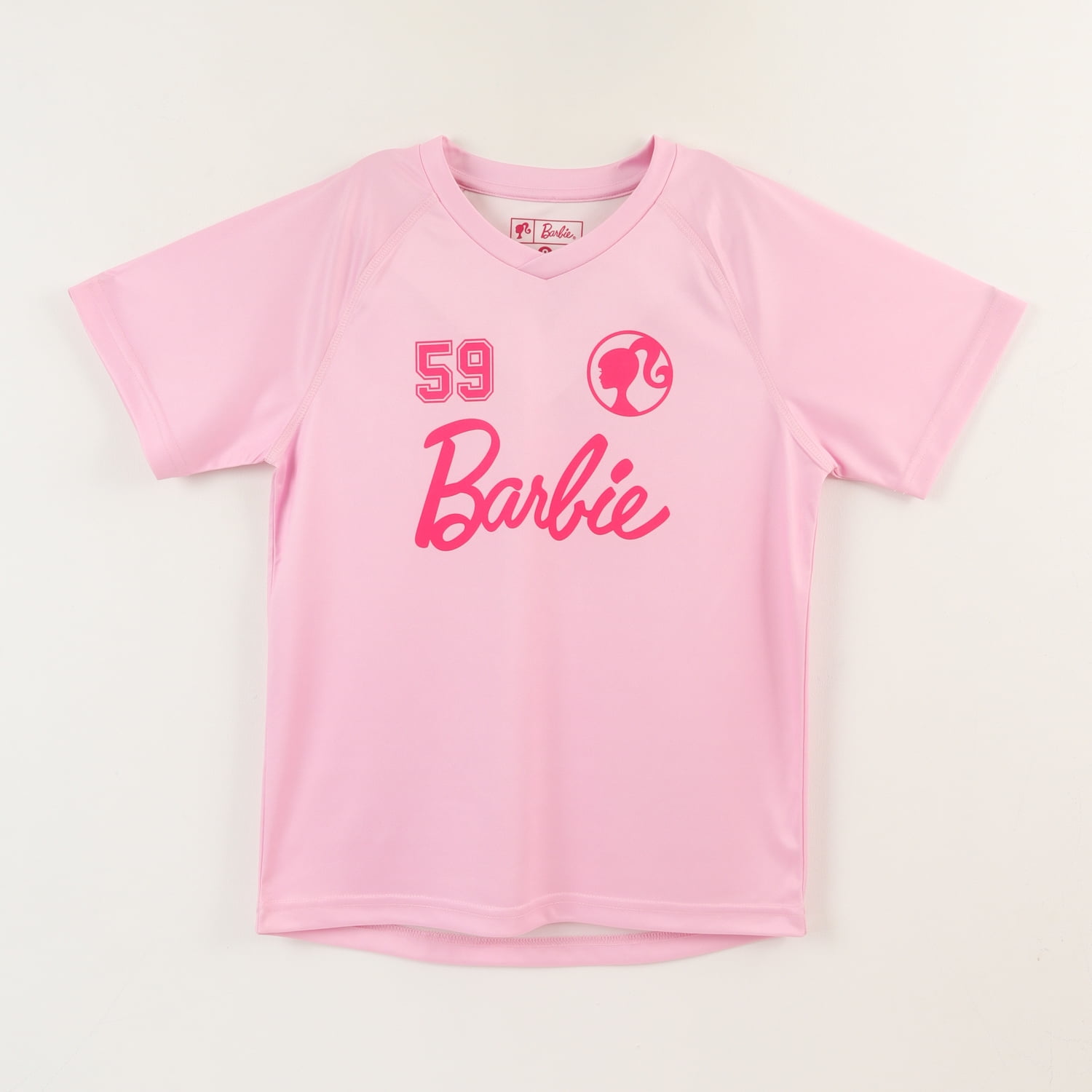 Polera Manga Corta Niña Rosado Fútbol Barbie