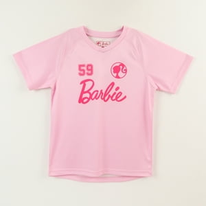 Polera Manga Corta Niña Rosado Fútbol Barbie