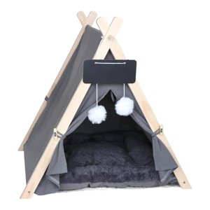 Ioensy - Refugio Tipi Para Mascotas, Tienda De Campaña Para Gatos, Cama Con Cojín Para Gatito, Interior, Exterior, Cachorro, Gris