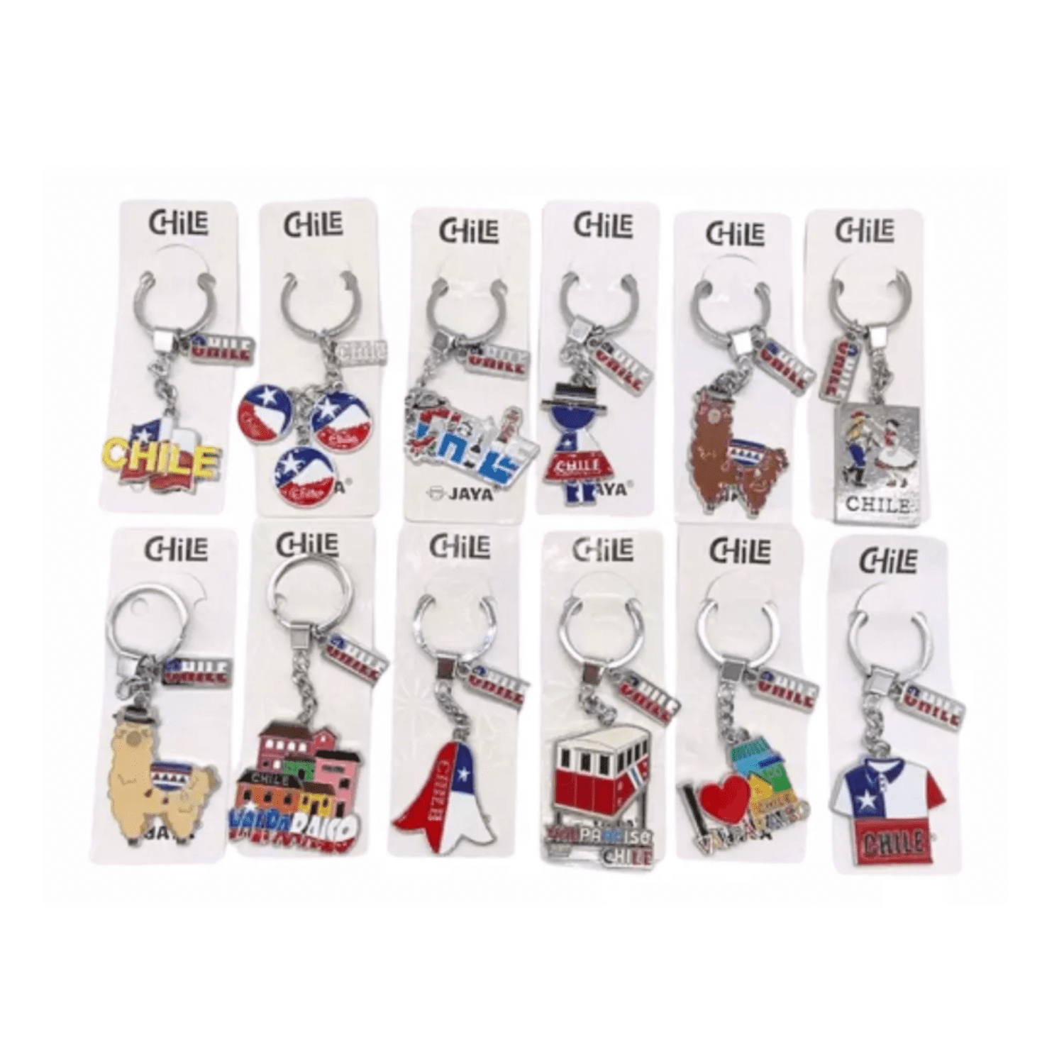 Ekol - Pack 12 Llaveros Típicos Chile Regalo Recuerdo Ciudades Chile