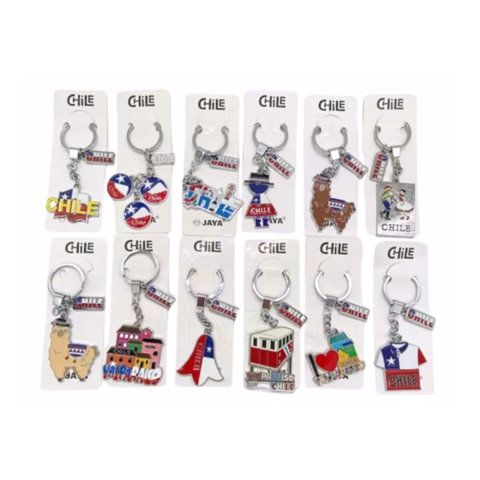Ekol - Pack 12 Llaveros Típicos Chile Regalo Recuerdo Ciudades Chile