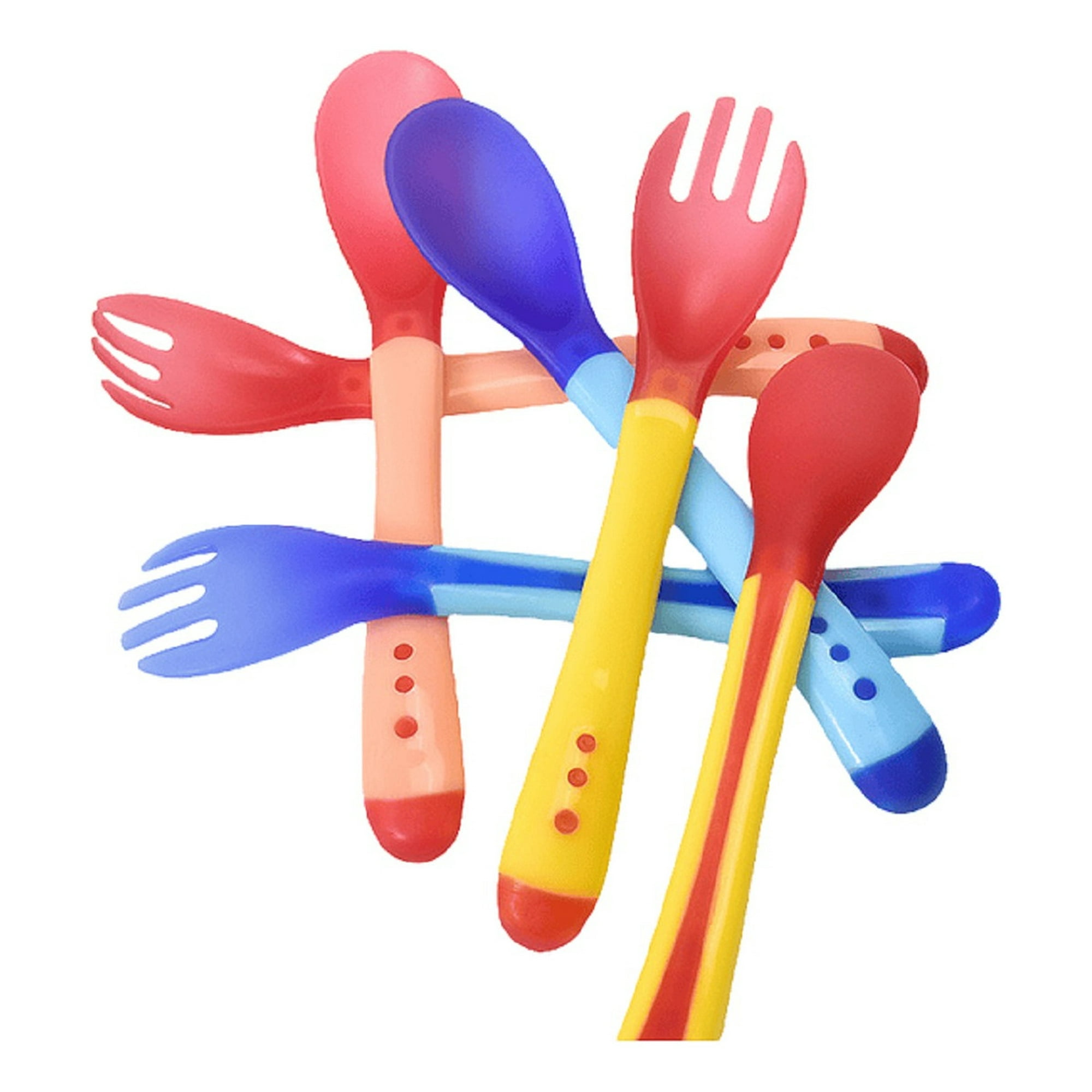 Genérico - Set 10 Cucharas + Tenedor Sensor Temperatura Bebe Cocina Lau