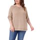 thumbnail image 1 of Agnes Orinda Sudaderas para Mujer Tallas Grandes Otoño Abertura Lateral Manga Larga Cuello Redondo Casual Jersey Blusa de Punto Talla 1X Marrón Claro, 1 of 6