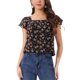 thumbnail image 1 of INSPIRE CHIC Blusa Floral de Mujer para el Día de San Valentín, Cuello Cuadrado Casual de Verano, Camisa de Chifón con Volantes y Manga Corta S Rosa Rosa Negro, 1 of 6