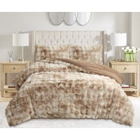 Aladdins Shop - Cobertor De Invierno Piel De Conejo Super Suave 2 Plazas Color Beige Jaspeado