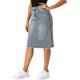 thumbnail image 4 of INSPIRE CHIC Falda de Mezclilla de Cintura Alta para Mujer Falda de Jean de Largo a la Rodilla con Dobladillo Deshilachado y Bolsillos Gris Azul XL, 4 of 6