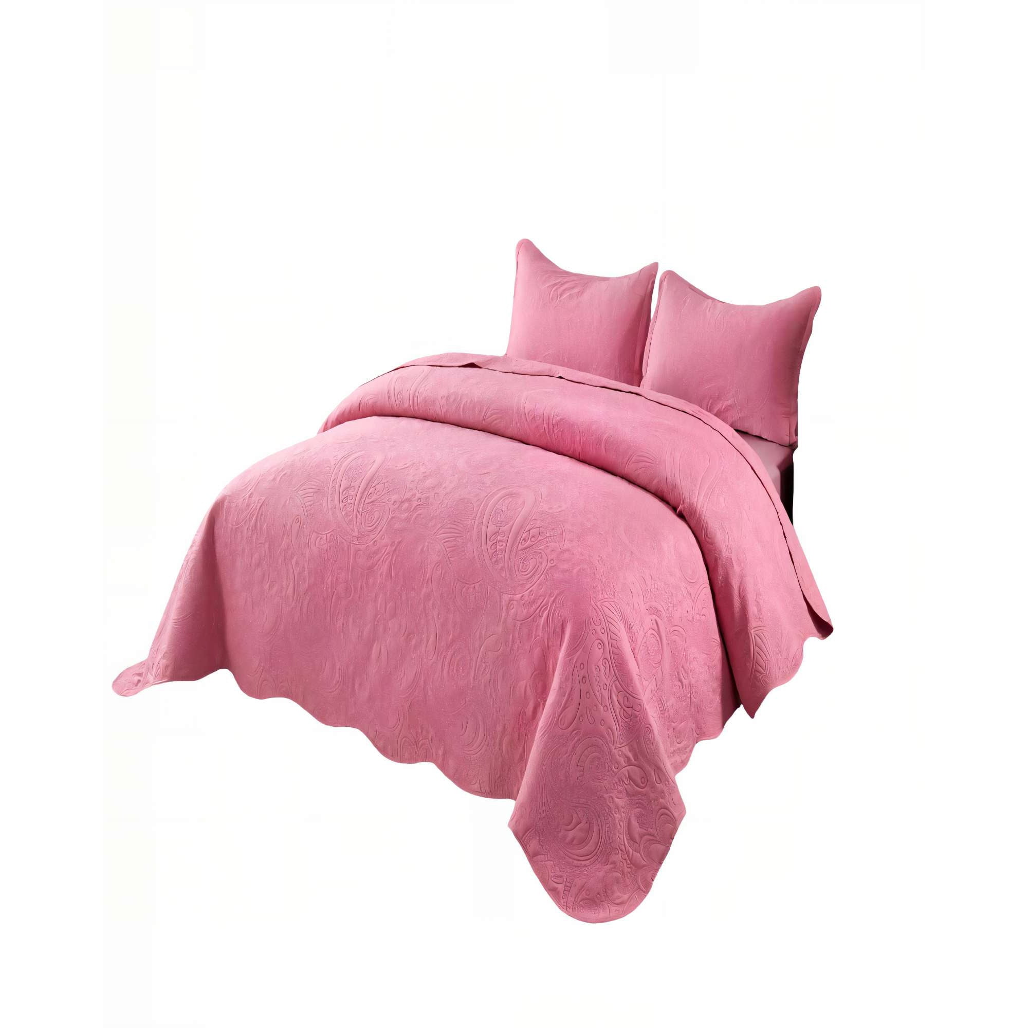 Genérico - Quilt Cubrecama De Verano 1 5 Plazas Con Relieve Color Rosado