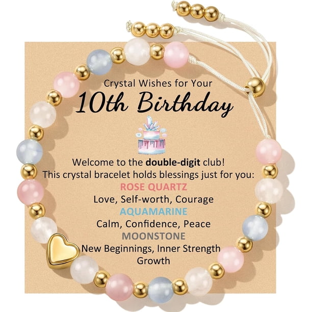 Sereney Birthday Bracelet Gift for Girls, Natural Crystal Bracelet for 10-Year-Olds