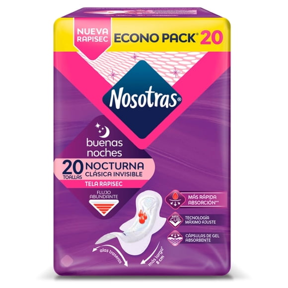 Toallas Higiénicas Nosotras Buenas Noches Ultraseca, 20 Un
