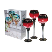Muebles Santa Ana - Juego 3 Copas Candelabro Rojo Craquelado