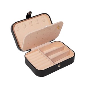 Ioensy - Exhibición De Joyero De Cuero Pu Portátil Para Collares Pendientes Broches Negro