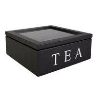 Magideal - Almacenamiento De Bolsas De Té Retro, Soporte Para Bolsas De Té Plegable De 9 Compartimentos, Red Para El Hogar, Caja De Té De Madera Rectangular De A Negro