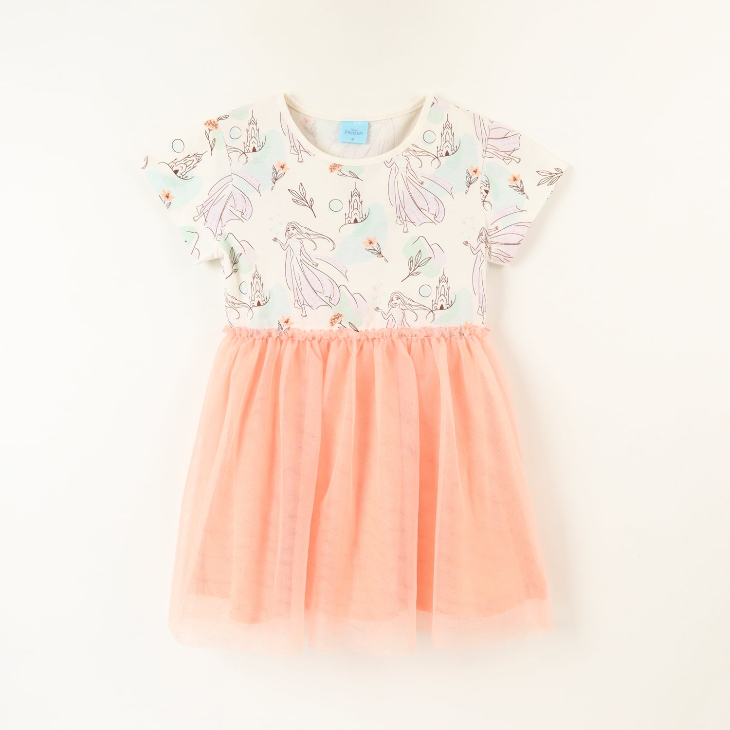 Vestido Niña Tull Frozen Elsa Cute Beige Disney