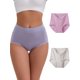 thumbnail image 1 of INSPIRE CHIC Ropa interior de algodón de cintura alta para mujer, cobertura total, fuerte elasticidad, 3 paquetes S 1 Púrpura 1 Rosa 1 Gris, 1 of 5