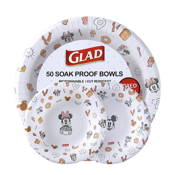 Cuencos de papel Glad para niños Disney Mickey and Friends, 480 ml, 50 unidades