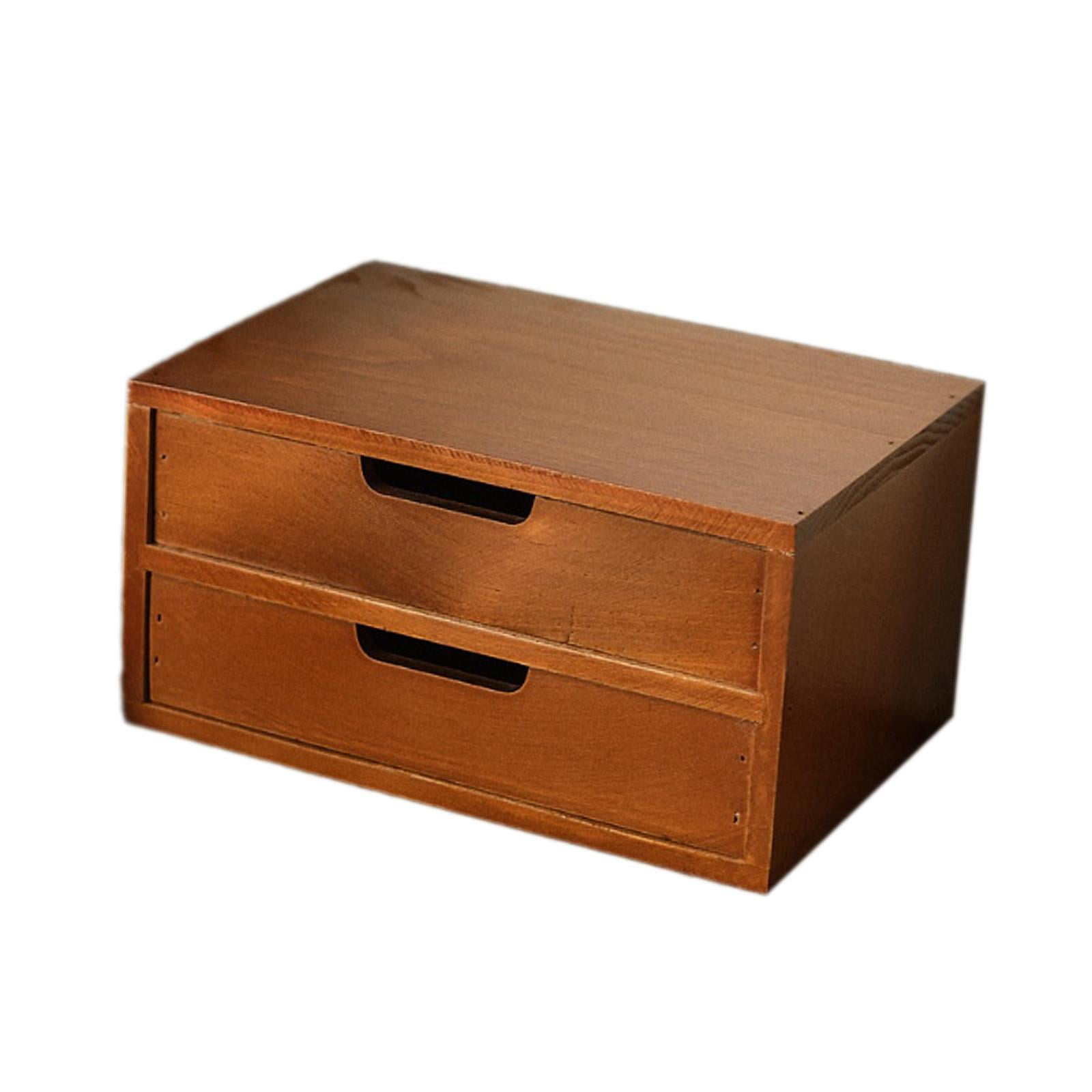 Magideal - Organizador De Escritorio De Madera, Caja De Almacenamiento Con Cajón, Regalo, Rectángulo, Archivador De Madera, Cajones Extraíbles Para Decoración De 25x175x13 Cm