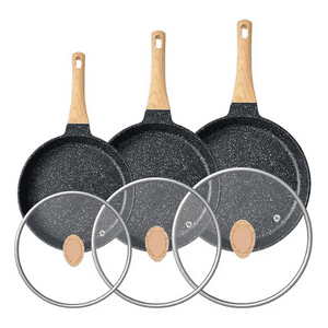 Genérico - Juego De 6 Sartenes Antiadherente De Ceramica Negro