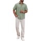thumbnail image 2 of Camisas de Lino Liso con Bolsillo en el Pecho y Manga Corta de Color Contraste para Hombre INSPIRE CHIC Regreso a Clases 2XL Verde Claro, 2 of 6