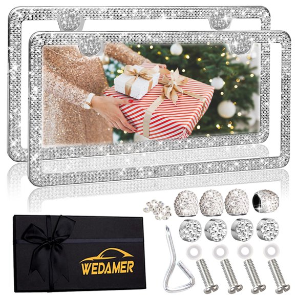 Marco para matrícula WEDAMER Pack de 2 para mujer con cristales brillantes