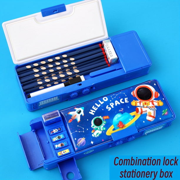 With Its Own Combination Lock, Its Own Pencil Sharpener, Deformed Buttons, Stationery Box, Multi-function Pencil Box, Pencil Box, Student Pencil Box, Pencil Bag, Stationery Bag, Suitable For Boys