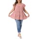 thumbnail image 2 of Agnes Orinda Blusa de Mujer Talla Grande de los Años 50 Cuello Redondo de Cuadros Mangas Cortas Acampanadas Blusa de Verano Babydoll Talla 2X Roja, 2 of 6
