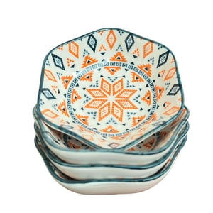 Oem - Pack 4 Platos Bowl Para Salsas Con Diseños Rombos