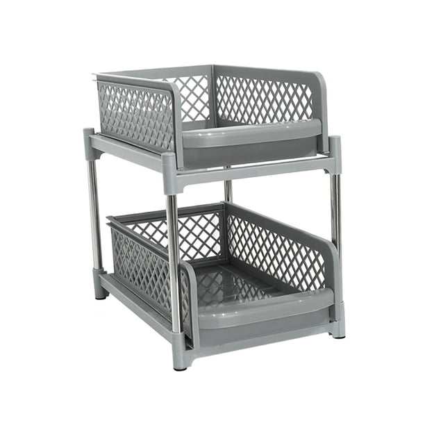 Organizador De Armario Extraíble Con Estante De Almacenamiento Multifuncional De 2 Capas Para Cocina, Color Gris
