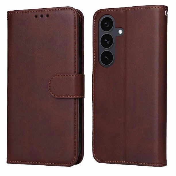 Funda Billetera para Samsung Galaxy S25 FE con Porta Tarjetas y Soporte Ajustable Marrón