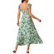 thumbnail image 3 of INSPIRE CHIC Vestidos de Playa Boho de Verano para Mujer con Nido de Abeja, Cuello Cuadrado, Sin Mangas, Volantes, Floral, Fluidos, Maxi Vestido de Sol S Verde, 3 of 6