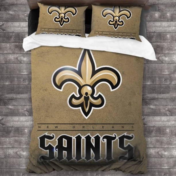 Breathable Orleans Saints logo 3-piece bedding set pillowcase included duvet cover3-Piece Bedding Set (1 Duvet Cover + 2 Pillow Shams)