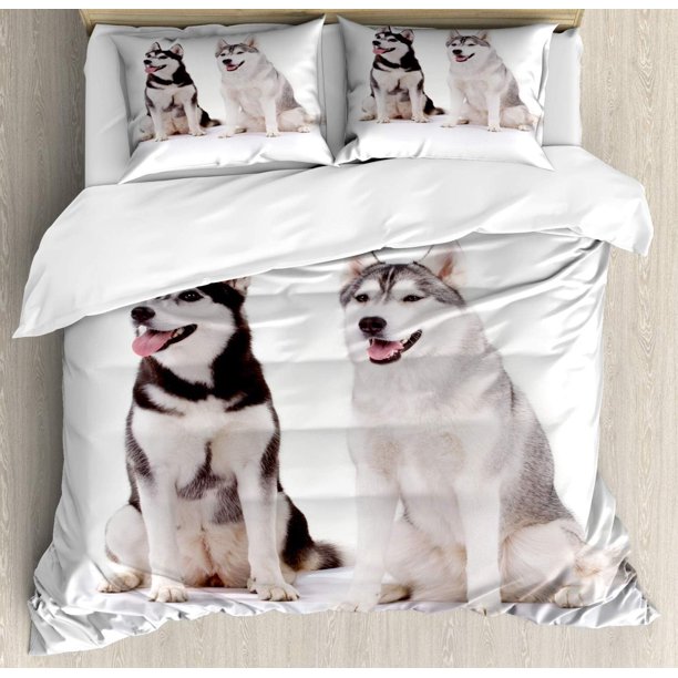 Indie Duvet Cover Set Group of Funky Monsters Society Different Expressions Abstract Groovy Doodle Style Decorative 3 Piece Bedding Set