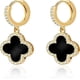 thumbnail image 1 of Pendientes colgantes de trébol de oro para mujeres, pendientes colgantes de aro pequeños chapados en oro de 14 quilates, elegantes pendientes de trébol de cuatro hojas, pendientes brillantes con amule, 1 of 7